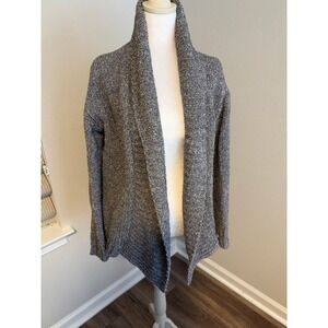 BB Dakota Women Grey Marled Knit Open Front Shawl Collar Cardigan Sweater Size M